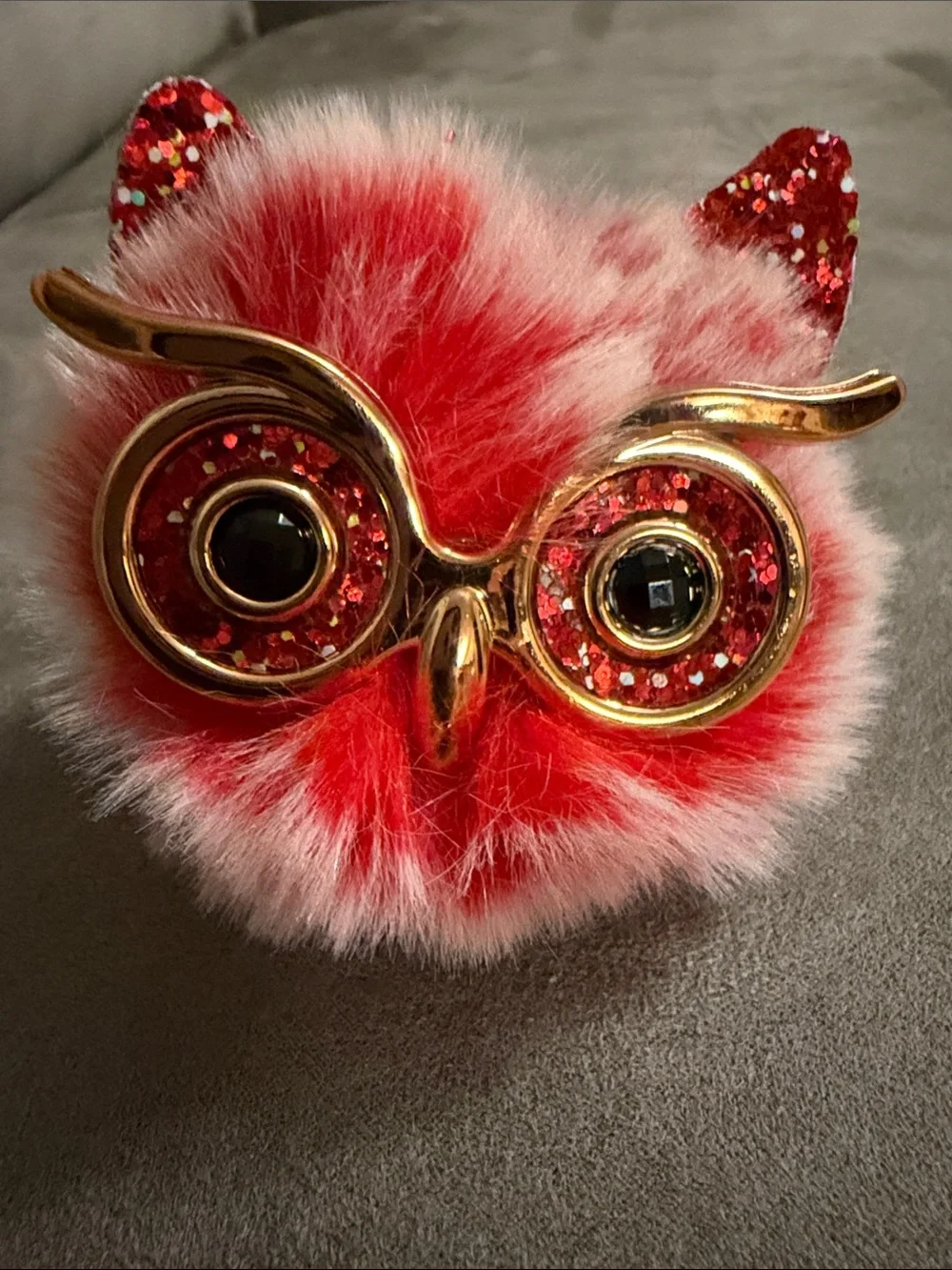 Faux Fur Owl Keychain Charm - Multicolor Options B 25